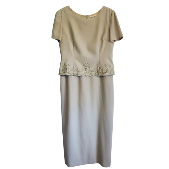 Vintage Pastel Mint Green Short Sleeve Beaded Maxi Dress - Picture 1 of 9